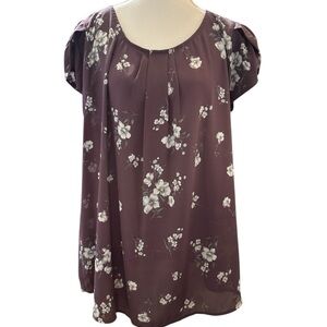 Papermoon Plum Floral Blouse – Size 2X